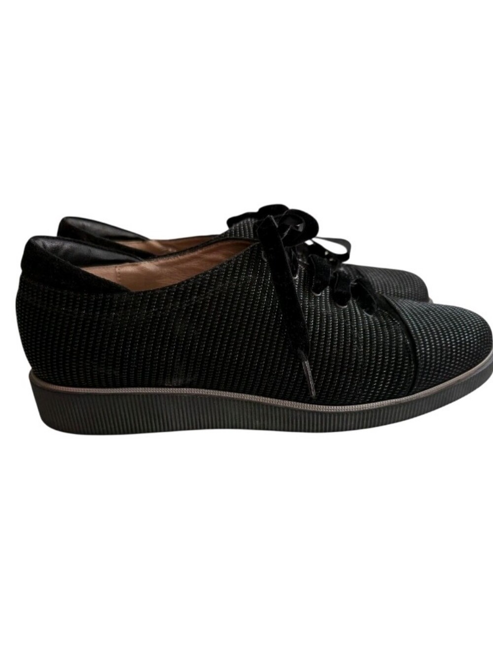 BeautiFeel Jane Sneakers Black Linear Printed Suede Womens EU 40 US 9 EUC
